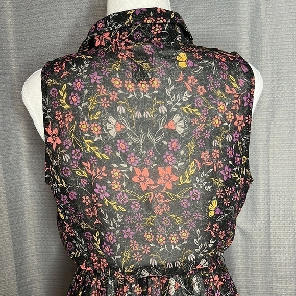 AMERICAN RAG SMALL FLORAL SLEEVELESS MIDI SHEER DRESS - Picture 8 of 11